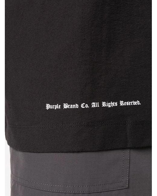 Purple Brand Black Logo Print T-Shirt for men