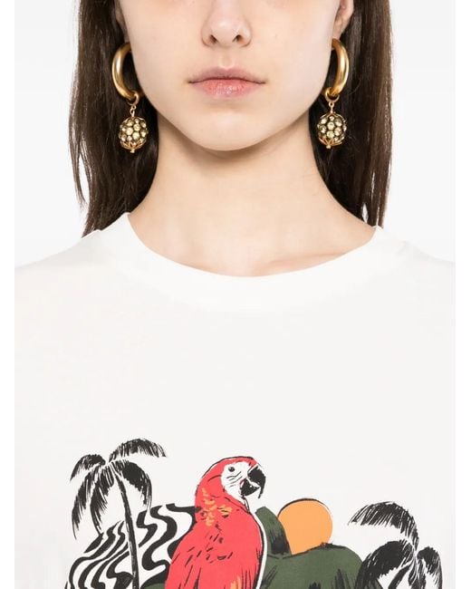 Farm Rio White Graphic-Print Jumpsuit