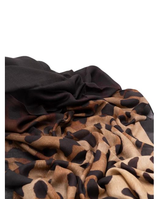 Patrizia Pepe Black Leopard-Print Scarf