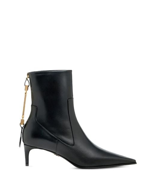 DSquared² Black Metal-Bar Heeled Ankle Boots