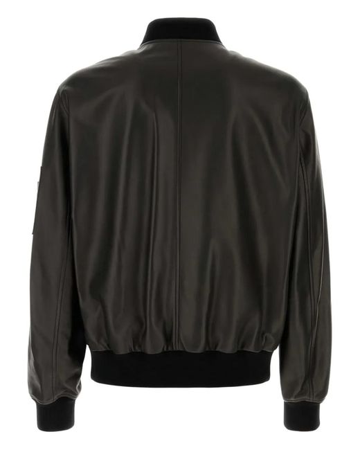 Versace Black Leather Bomber Jacket for men