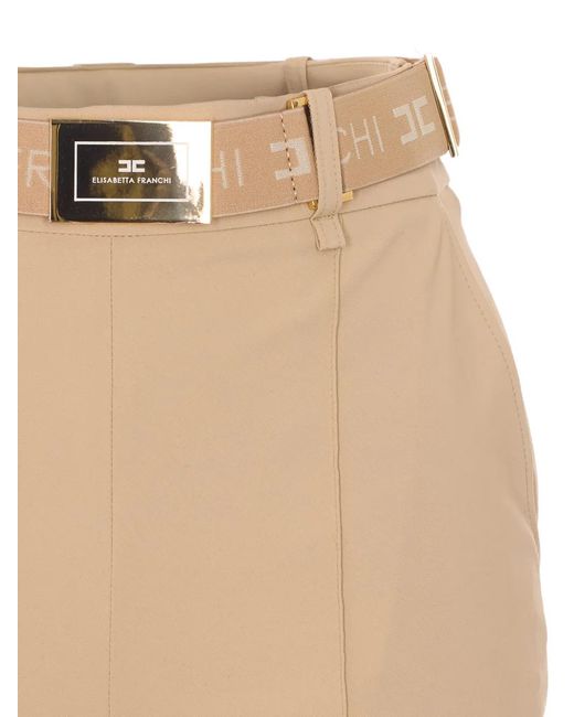 Elisabetta Franchi Natural Logo-Belt Shorts