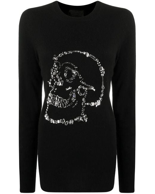 Philipp Plein Black Embellished Skull Jumper