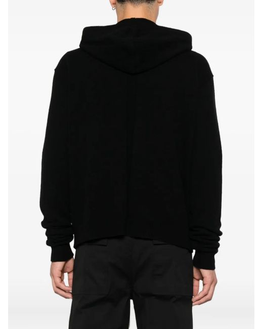 メンズ Rick Owens ジップアップ フーデッドジャケット Black