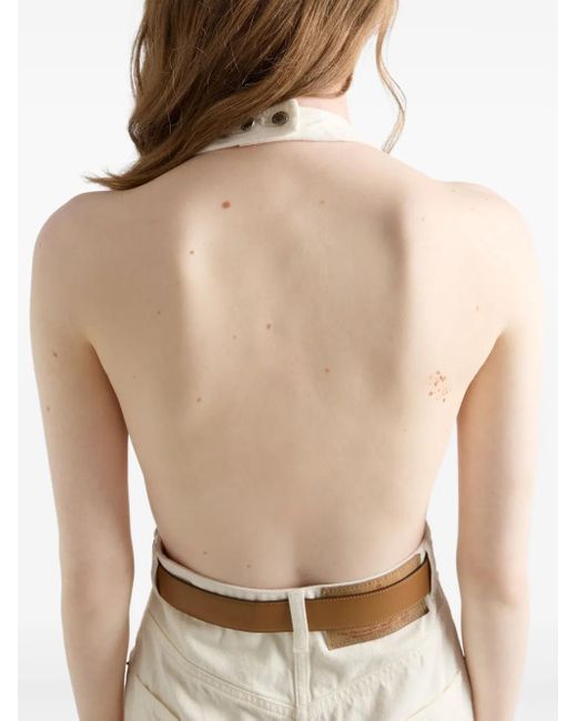 Prada White Denim Halterneck Mini Dress