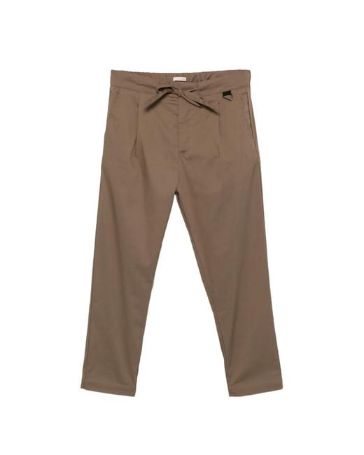 Officina 36 Gray Pleated Drawstring-Waist Trousers for men