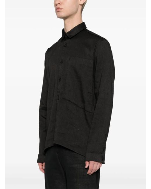 Transit Black Patch-Pocket Button-Up Shirt for men