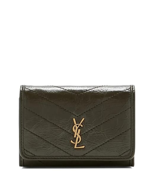 Saint Laurent Gray Niki Slim Tri-Fold Wallet