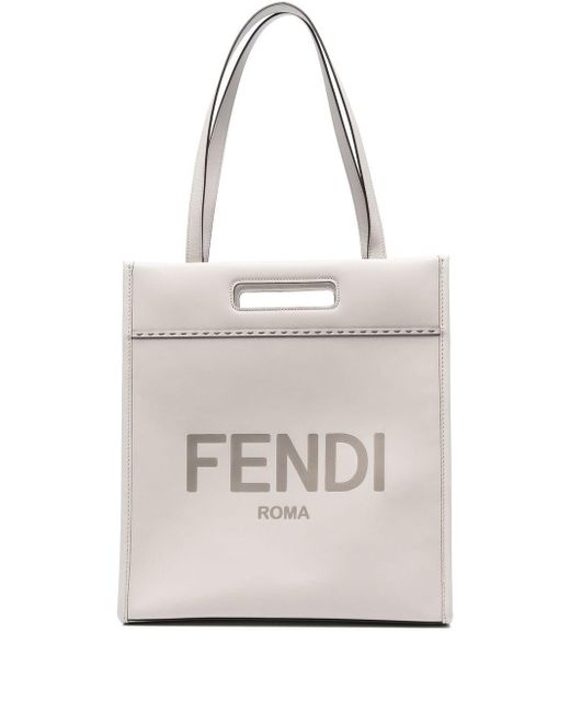 Fendi White N-s Embossed Logo Tote Bag for men