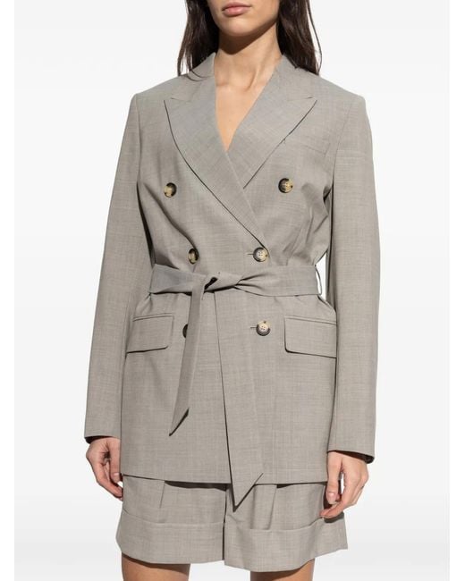 Rag & Bone Gray Double-Breasted Belted Jacket