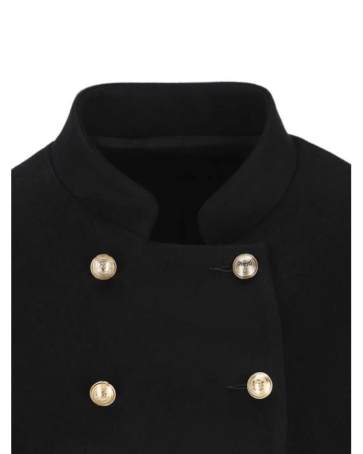 Cini Black Double-Breasted High-Neck Jacket