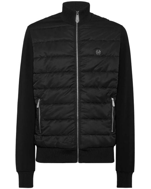 Philipp Plein Black Puffered Jogging Jacket for men