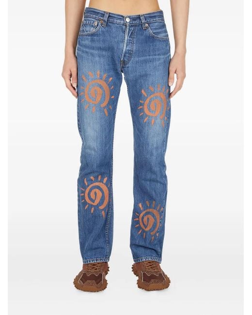 Perks And Mini Graphic-motif Jeans Blue