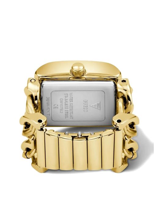 Guess Metallic Large Mod Heavy Metal Tone Analog Watch Ring