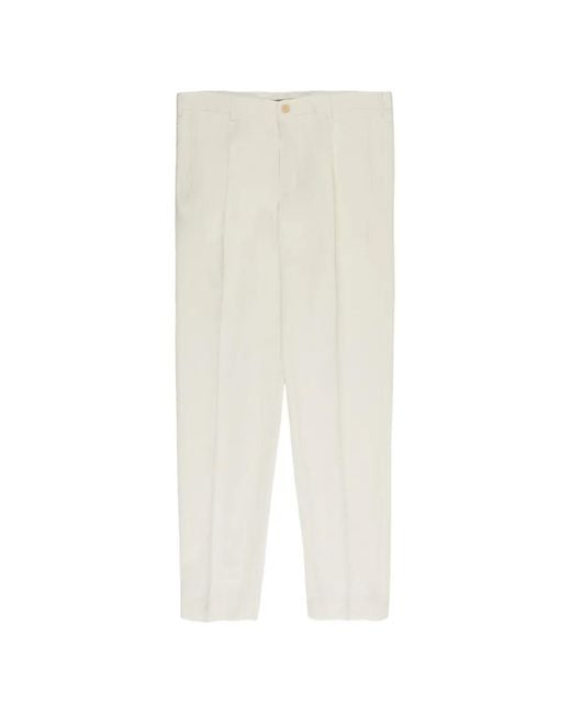 Slowear White Pleated Trousers for men