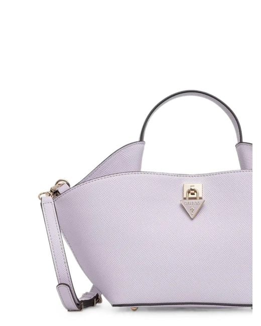 Guess Purple Patsie Logo-Plaque Tote Bag