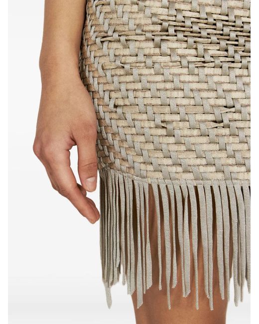 Isa Boulder Natural Finged-Hem Mini Skirt