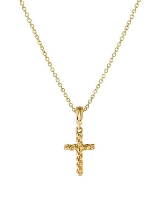 David Yurman Metallic 18K Cable Cross Pendant Necklace