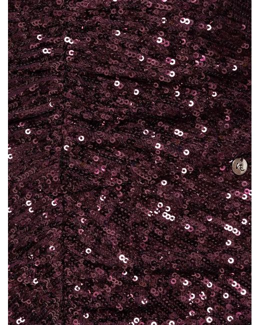 Nissa Purple Equined Caped Gown