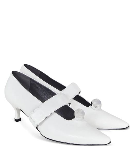 Gloria Coelho White Leather Pumps
