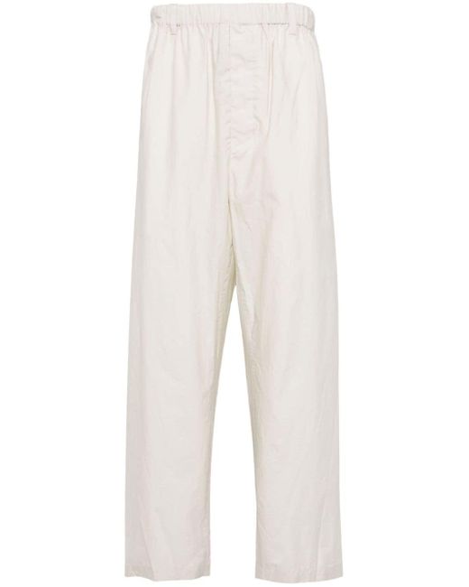 Pantalones rectos con cintura elástica Lemaire de hombre de color White