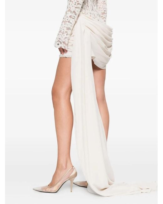 Nissa White Sequin-Embellished Lace Mini Dress