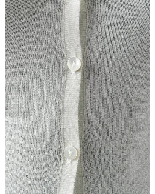 N.Peal Cashmere White Superfine V-Neck Cardigan