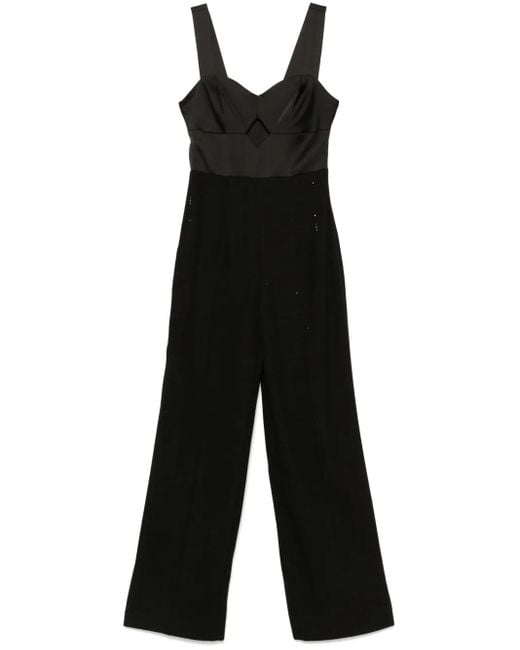 Twinset Black Sequin-Pinstripe Jumpsuit