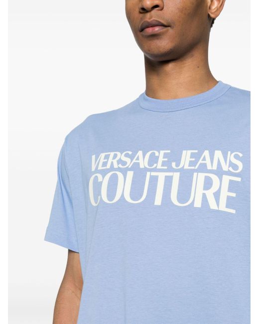 Camiseta con logo estampado Versace de hombre de color Blue