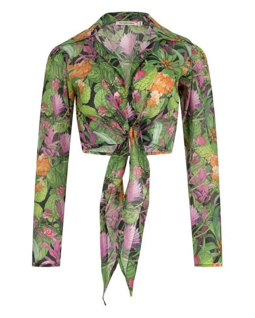 Paramidonna Green Jungle-Print Beach Shirt
