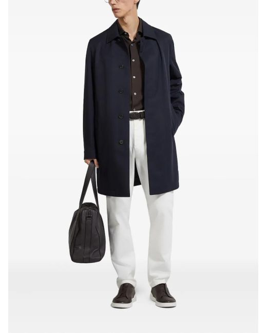 Zegna Blue Trofeo Elements Trench Coat for men