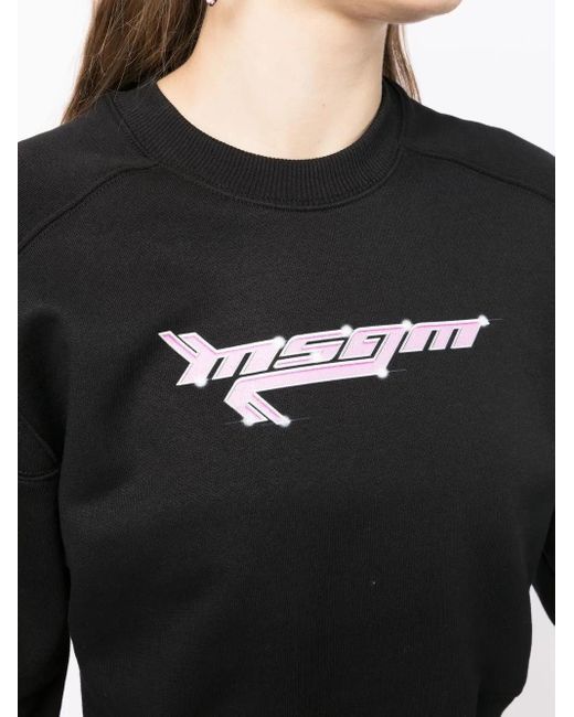 Sudadera Corta Con Logo Estampado MSGM de color Black