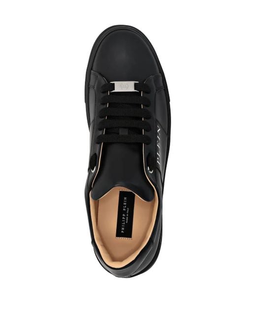 Philipp Plein Black Logo-Print Nappa Leather Sneakers