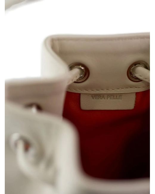 LA ROSE Natural Zip Leather Bucket Bag