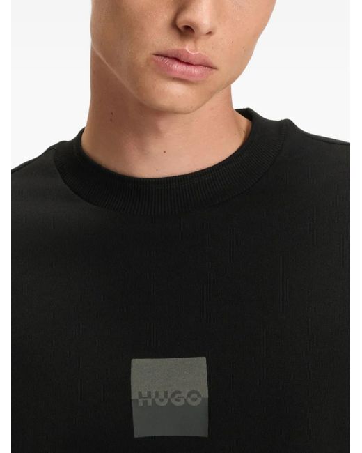 HUGO Black Logo-Print Sweatshirt for men