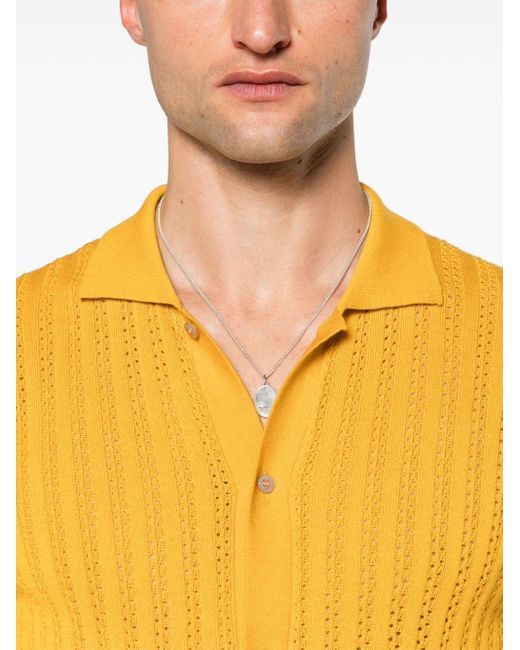 Tagliatore Yellow Jesse Pointelle-knit Polo Shirt for men