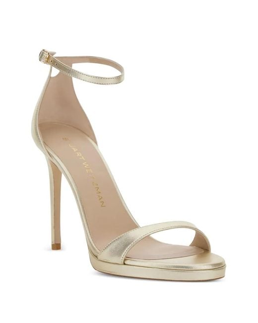 Stuart Weitzman Metallic Platform Heels Nudist Platform Leather
