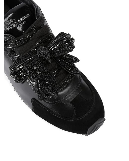 Kurt Geiger Black Islington Bow Leather Sneakers