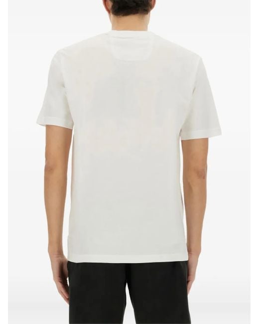 Camiseta de algodón con logo estampado Boss de hombre de color White