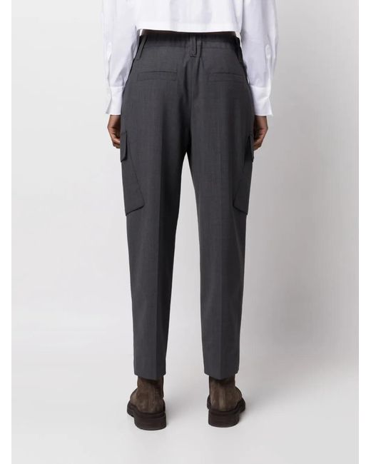 Brunello Cucinelli Gray Tailored Trousers With Drawstring