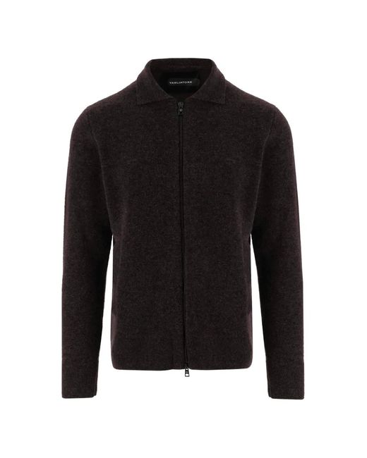 Tagliatore Black Zip-Up Collared Jacket for men