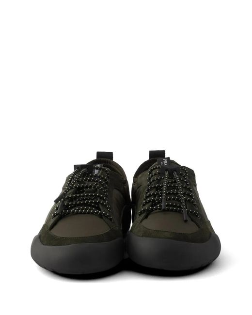 Prada Black Speedrock Re-Nylon And Suede Sneakers for men