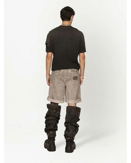 Dolce & Gabbana Natural Garment-Dyed Cotton Shorts for men