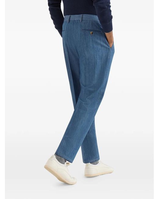 Brunello Cucinelli Blue Pantalon À Design Plissé for men