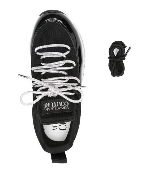 Versace Jeans Couture Black Mesh-Panel Lace-Up Sneakers