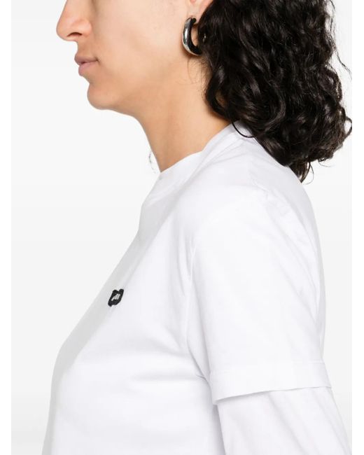 Miu Miu White T-Shirt Mit Logo-Applikation