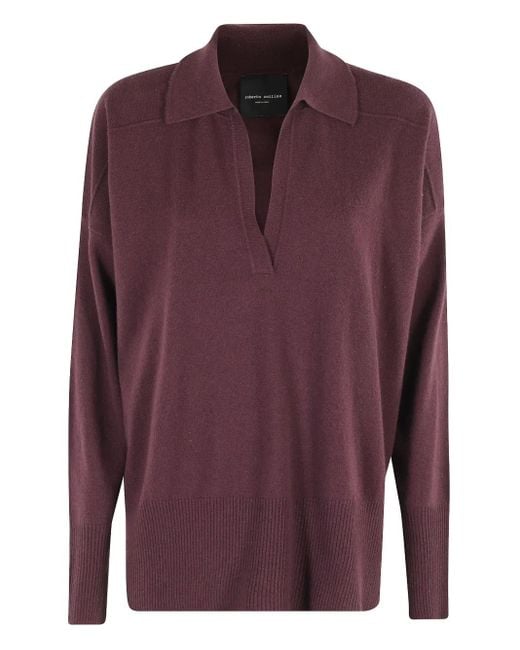 Top Con Colletto Polo di Roberto Collina in Purple