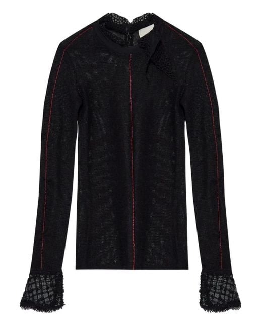 Isabel Marant Black Sarah Lace-Trim Top