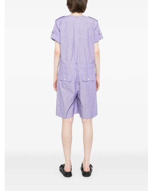 DSquared² Purple Epaulette-Detail Cargo Jumpsuit