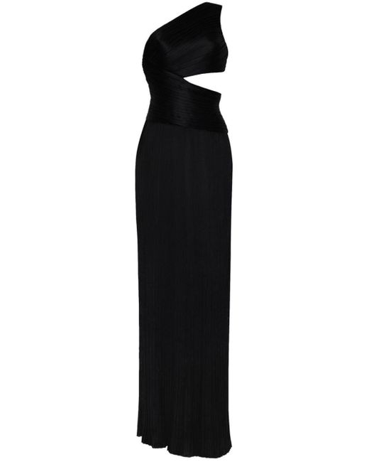 Adam Lippes Black Delphos Pleated Charmeuse Gown